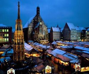 yapboz Christkindl Piyasası Nürnberg Almanya Bavyera